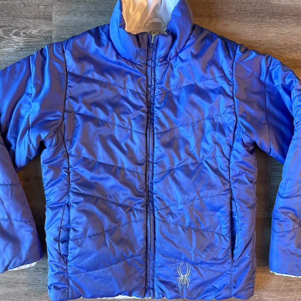 SPYDER Girl's Reversible Snow/ski jacket, size 8 , Periwinkle/white